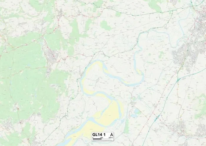 Stampa con cornice : Gloucester GL14 1 Mappa Stampa con cornice : Gloucester GL14 1 Mappa