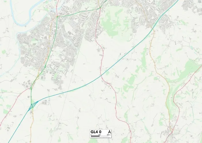 Stampa con cornice : Gloucester GL4 0 Mappa Stampa con cornice : Gloucester GL4 0 Mappa