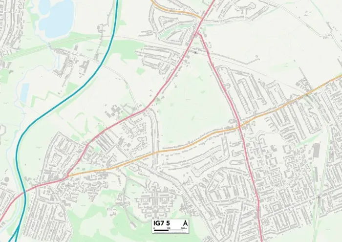 Stampa con cornice : Foresta di Epping IG7 5 Mappa Stampa con cornice : Foresta di Epping IG7 5 Mappa