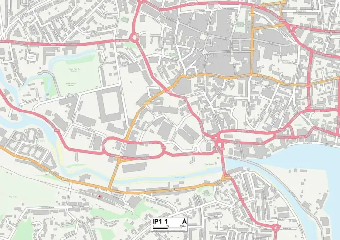 Stampa con cornice : Ipswich IP1 1 Map Stampa con cornice : Ipswich IP1 1 Map