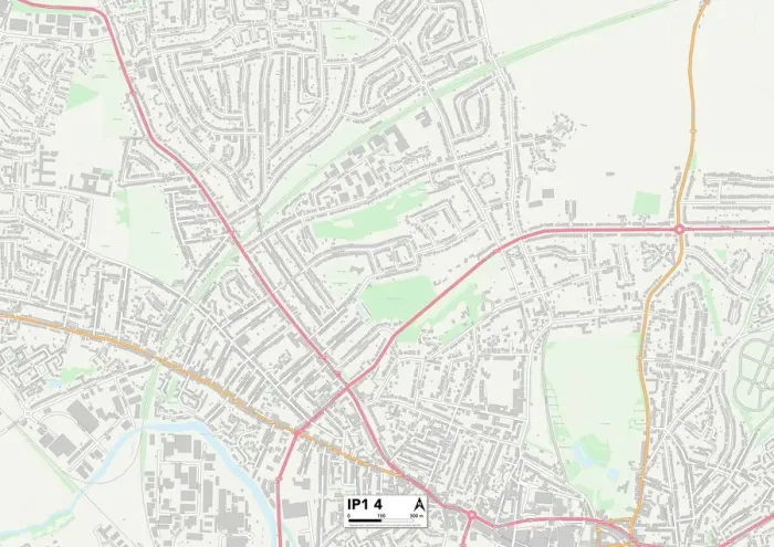 Stampa con cornice : Ipswich IP1 4 Map Stampa con cornice : Ipswich IP1 4 Map