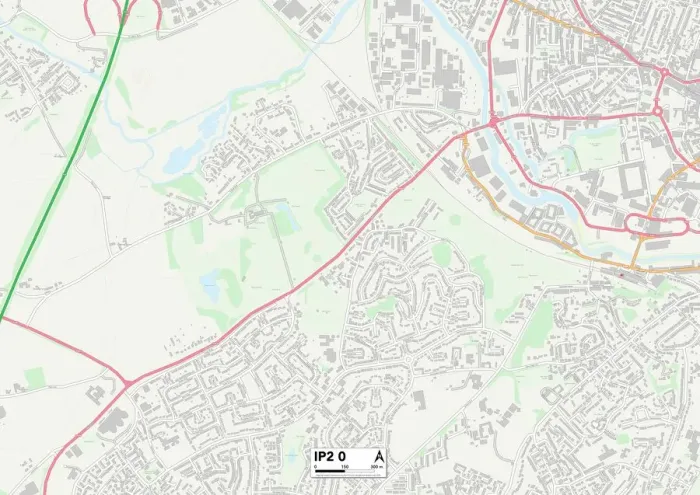 Stampa con cornice : Ipswich IP2 0 Mappa