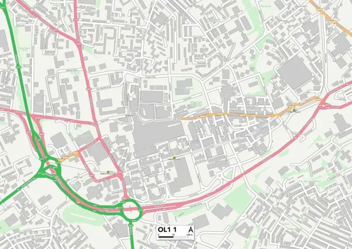 Stampa con cornice : Oldham OL1 1 Mappa Stampa con cornice : Oldham OL1 1 Mappa