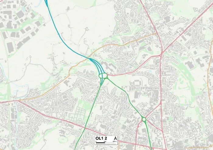 Stampa con cornice : Oldham OL1 2 Mappa Stampa con cornice : Oldham OL1 2 Mappa
