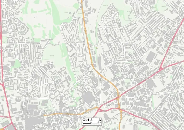 Stampa con cornice : Oldham OL1 3 Mappa Stampa con cornice : Oldham OL1 3 Mappa