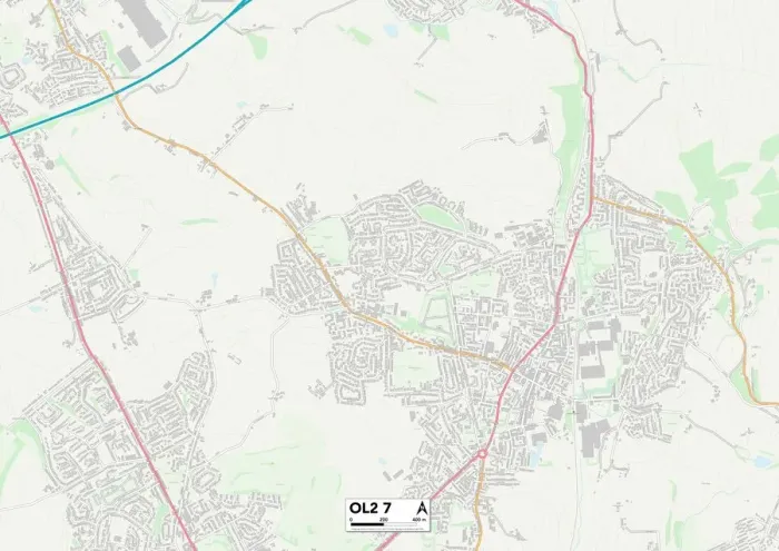 Stampa con cornice : Oldham OL2 7 Mappa Stampa con cornice : Oldham OL2 7 Mappa