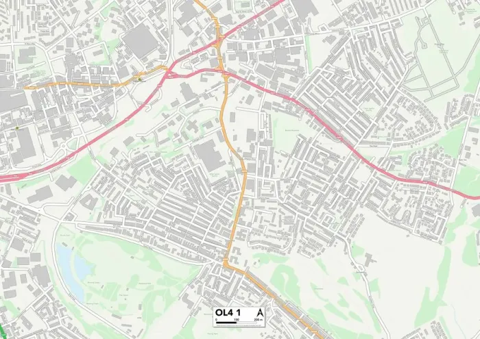 Stampa con cornice : Oldham OL4 1 Mappa. Stampa con cornice : Oldham OL4 1 Mappa.