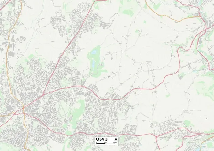 Stampa con cornice : Oldham OL4 3 Mappa
