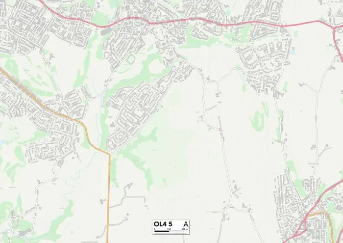 Stampa con cornice : Oldham OL4 5 Map