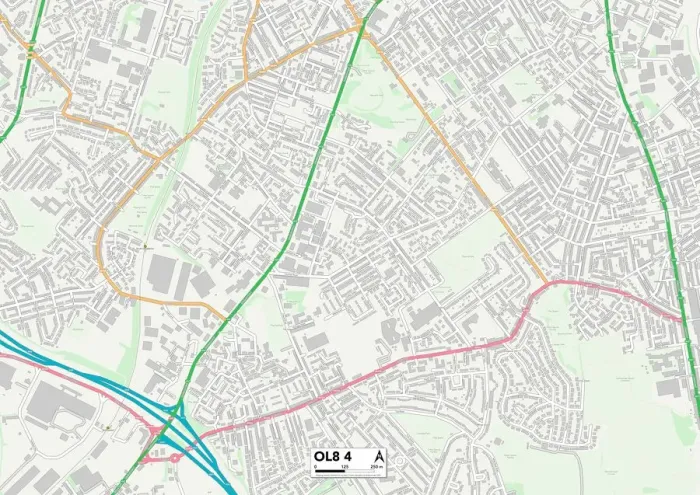 Stampa con cornice : Oldham OL8 4 Map Stampa con cornice : Oldham OL8 4 Map
