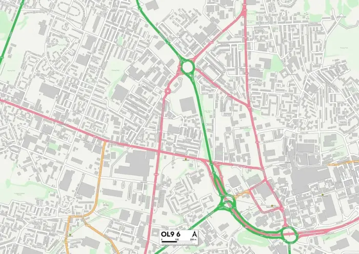 Stampa con cornice : Oldham OL9 6 Mappa Stampa con cornice : Oldham OL9 6 Mappa
