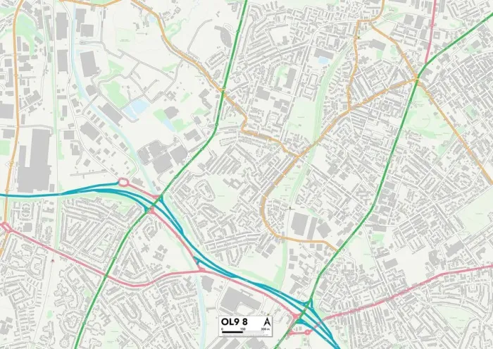 Stampa con cornice : Oldham OL9 8 Mappa Stampa con cornice : Oldham OL9 8 Mappa
