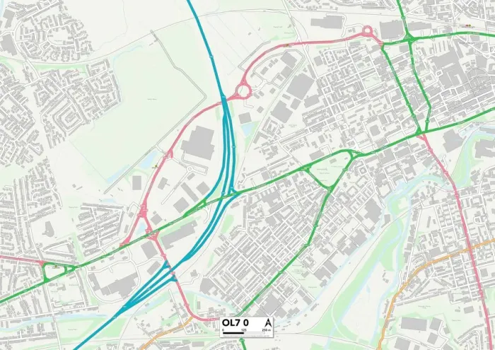 Stampa con cornice : Tameside OL7 0 Mappa Stampa con cornice : Tameside OL7 0 Mappa