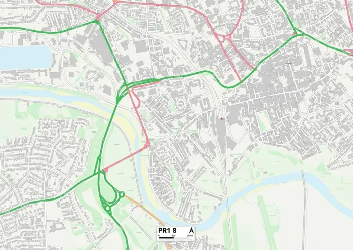 Stampa con cornice : Preston PR1 8 Map Stampa con cornice : Preston PR1 8 Map