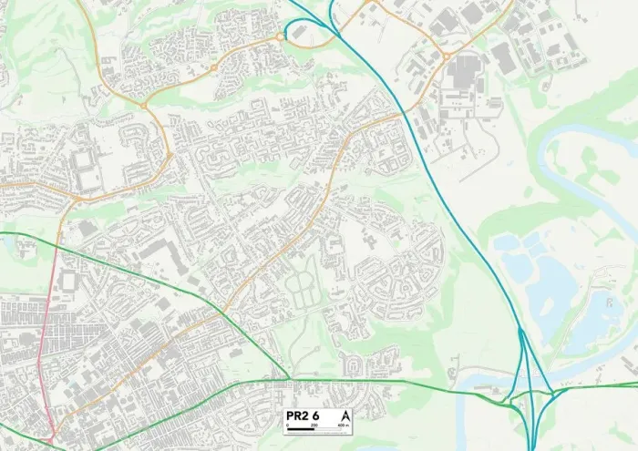 Stampa con cornice : PR2 6 Preston Mappa Stampa con cornice : PR2 6 Preston Mappa