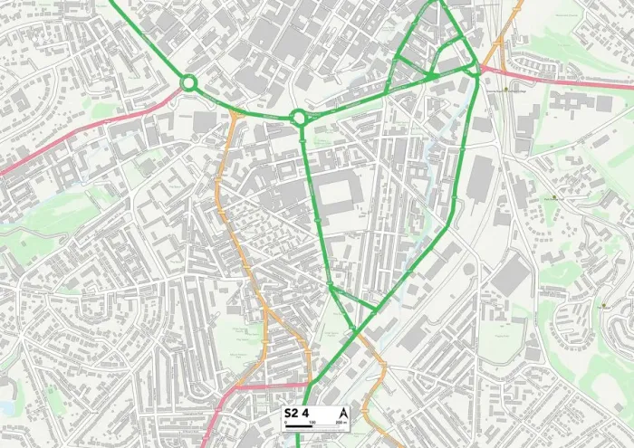 Stampa con cornice : Sheffield S2 4 Map