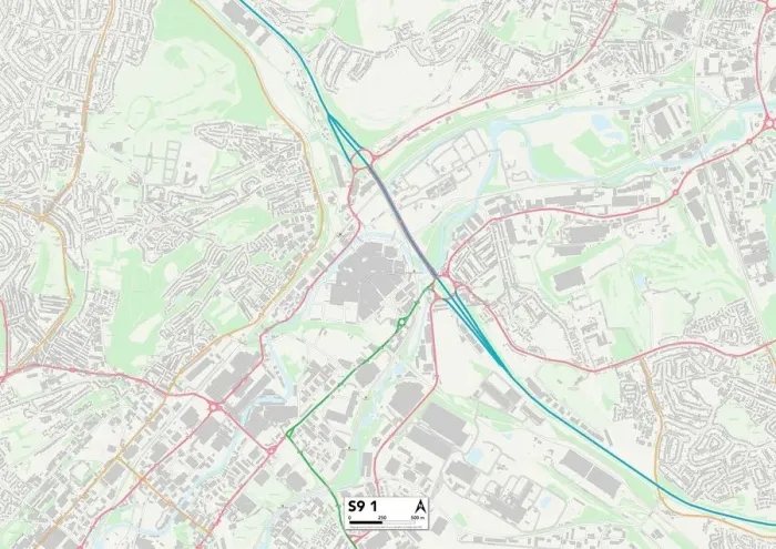 Stampa con cornice : Sheffield S9 1 Map Stampa con cornice : Sheffield S9 1 Map