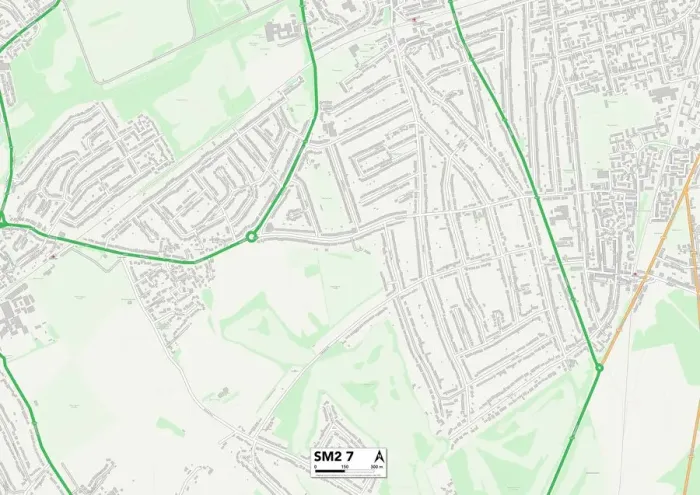 Stampa con cornice : Sutton SM2 7 Map