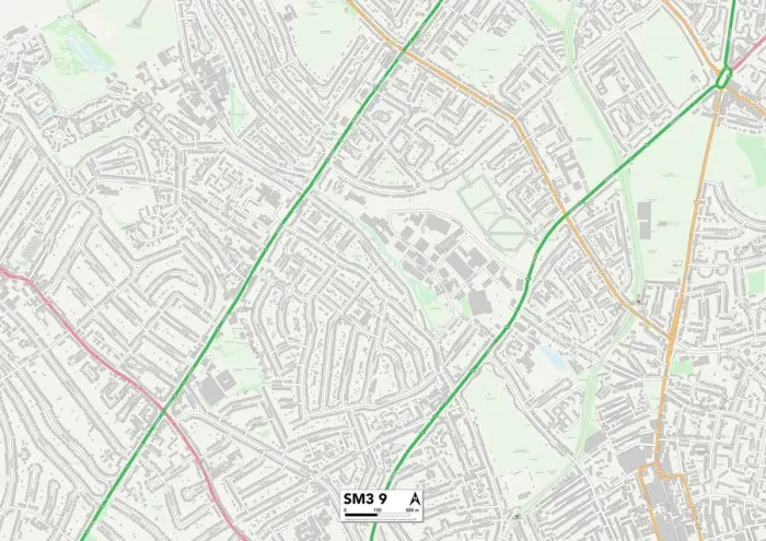 Stampa con cornice : Sutton SM3 9 Mappa Stampa con cornice : Sutton SM3 9 Mappa