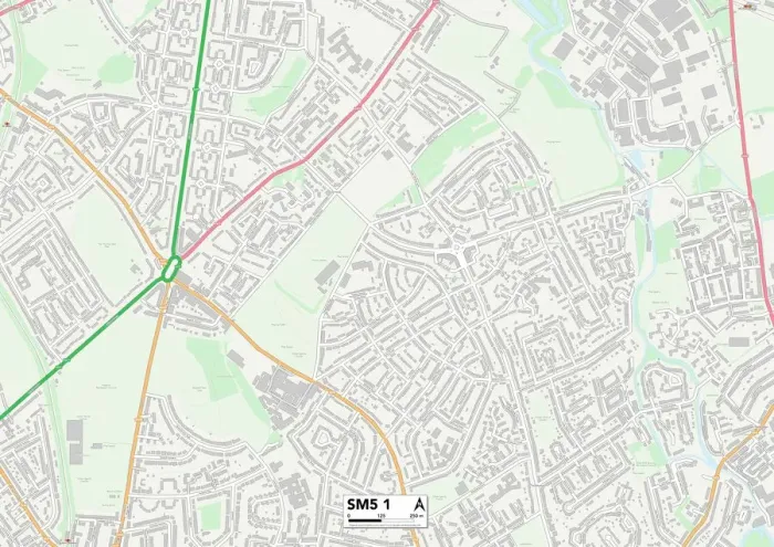 Stampa con cornice : Sutton SM5 1 Mappa