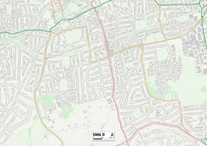 Stampa con cornice : Sutton SM6 0 Mappa