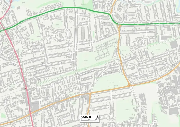 Stampa con cornice : Sutton SM6 8 Mappa