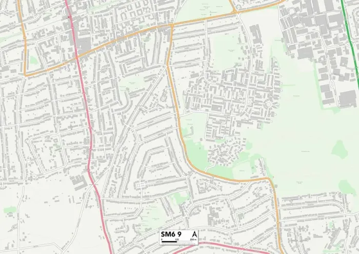 Stampa con cornice : Sutton SM6 9 Mappa. Stampa con cornice : Sutton SM6 9 Mappa.
