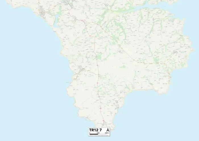 Stampa con cornice : Cornovaglia TR12 7 Mappa