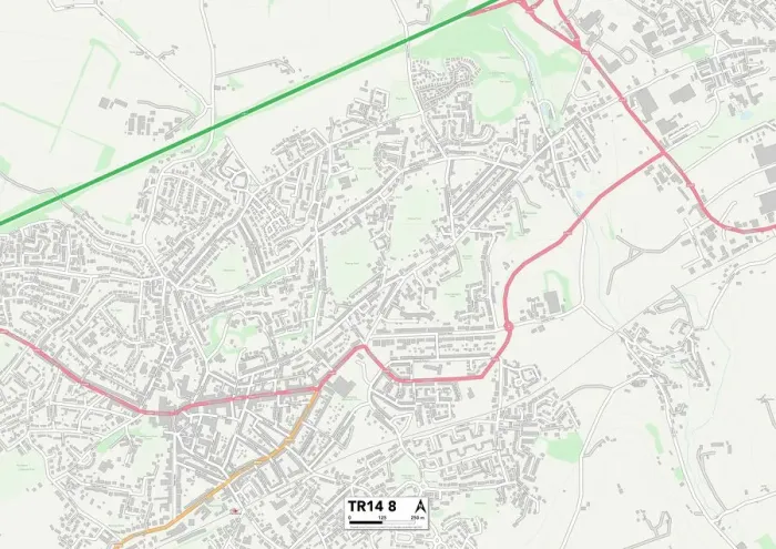Stampa con cornice : Cornovaglia TR14 8 Mappa