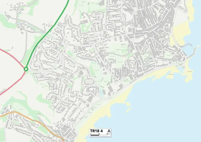Stampa con cornice : Cornovaglia TR18 4 Mappa