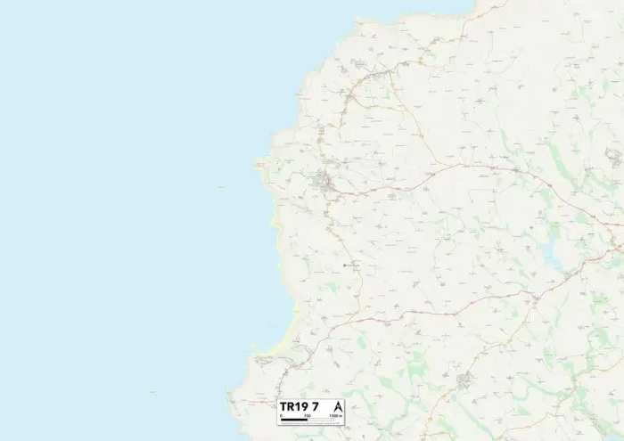Stampa con cornice : Cornovaglia TR19 7 Mappa