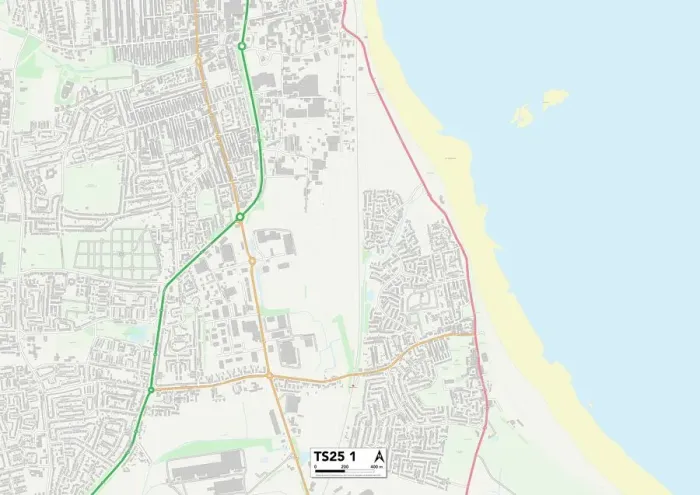 Stampa con cornice : Hartlepool TS25 1 Mappa Stampa con cornice : Hartlepool TS25 1 Mappa