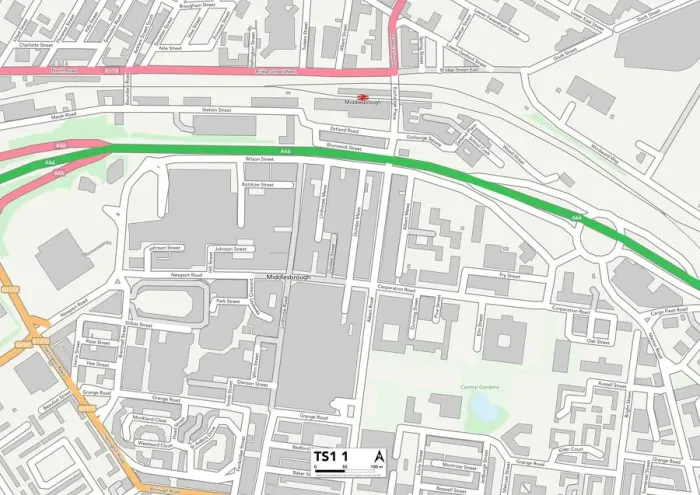 Stampa con cornice : Middlesbrough TS1 1 Map Stampa con cornice : Middlesbrough TS1 1 Map
