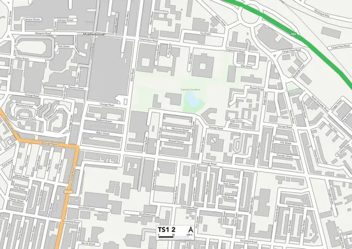 Stampa con cornice : Middlesbrough TS1 2 Map Stampa con cornice : Middlesbrough TS1 2 Map