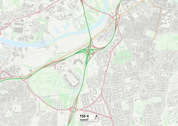 Stampa con cornice : Middlesbrough TS5 4 Map Stampa con cornice : Middlesbrough TS5 4 Map