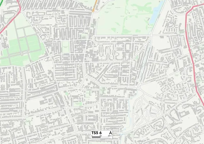 Stampa con cornice : Middlesbrough TS5 6 Map Stampa con cornice : Middlesbrough TS5 6 Map