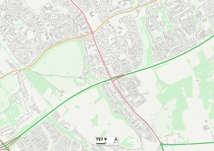 Stampa con cornice : Middlesbrough TS7 9 Map Stampa con cornice : Middlesbrough TS7 9 Map