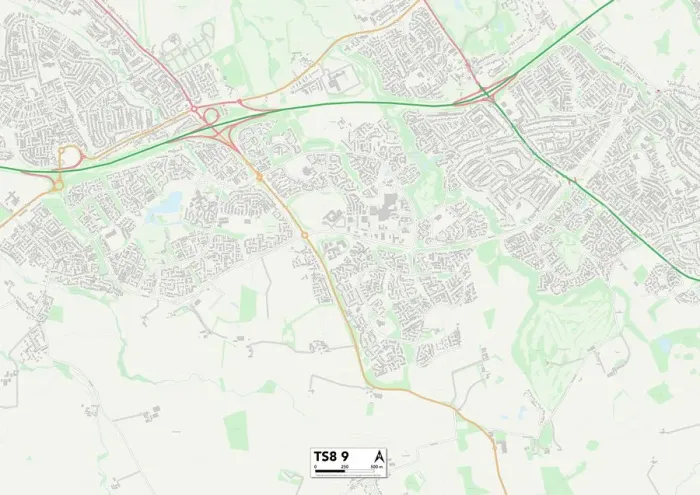 Stampa con cornice : Middlesbrough TS8 9 Map Stampa con cornice : Middlesbrough TS8 9 Map