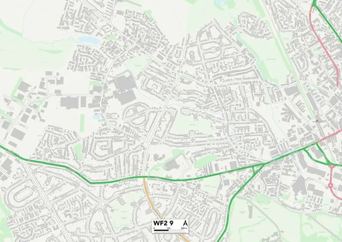 Stampa con cornice : Wakefield WF2 9 Mappa. Stampa con cornice : Wakefield WF2 9 Mappa.