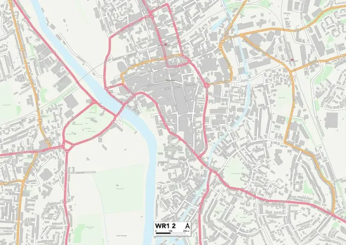 Stampa con cornice : Worcester WR1 2 Mappa Stampa con cornice : Worcester WR1 2 Mappa