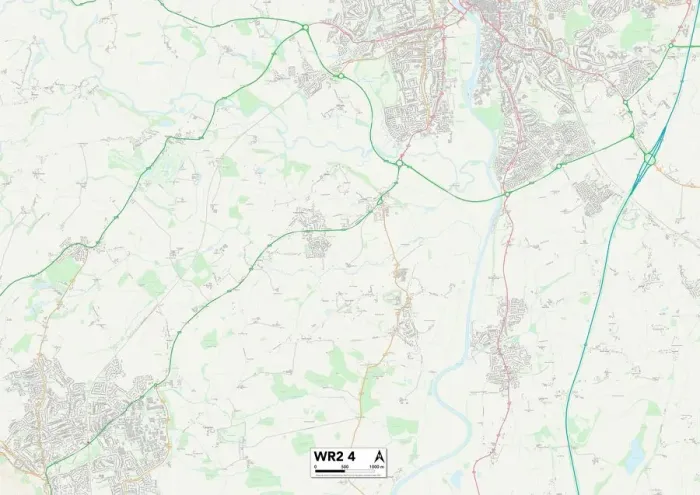 Stampa con cornice : Worcester WR2 4 Mappa Stampa con cornice : Worcester WR2 4 Mappa