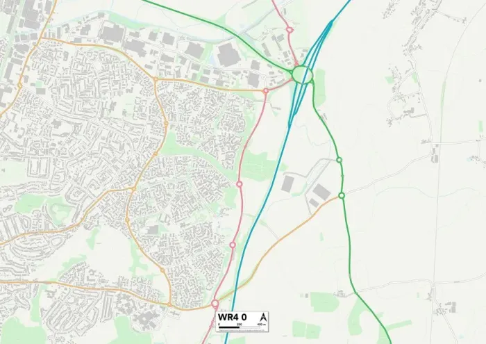 Stampa con cornice : Worcester WR4 0 Mappa Stampa con cornice : Worcester WR4 0 Mappa