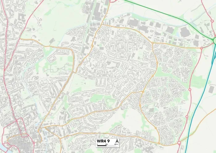 Stampa con cornice : Worcester WR4 9 Mappa Stampa con cornice : Worcester WR4 9 Mappa