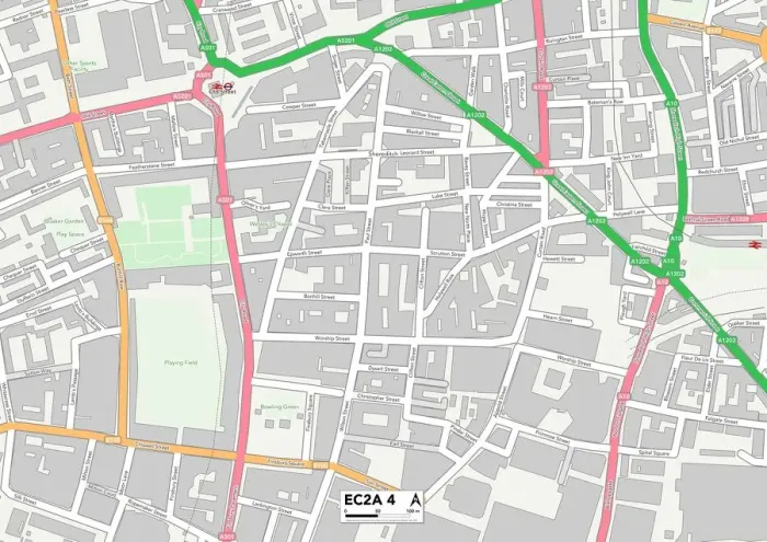 Stampa con cornice : Hackney EC2A 4 Mappa