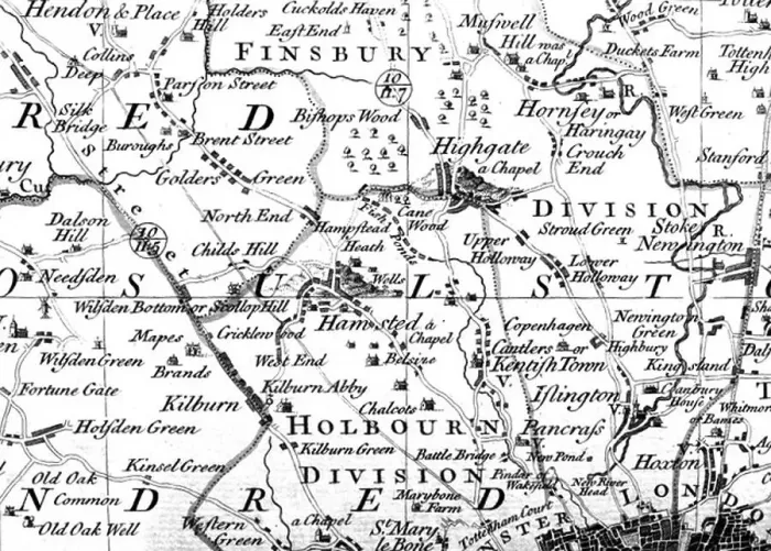 Stampa con cornice : '1746 Mappa di Rocque'. Stampa con cornice : '1746 Mappa di Rocque'.