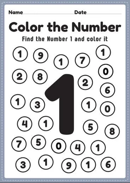 Stampa con cornice : Colorare i numeri, foglio di lavoro numero 1 matematico stampabile per bambini della scuola materna e dell'asilo nido attività per imparare le basi delle abilità matematiche. Stampa con cornice : Colorare i numeri, foglio di lavoro numero 1 matematico stampabile per bambini della scuola materna e dell'asilo nido attività per imparare le basi delle abilità matematiche.