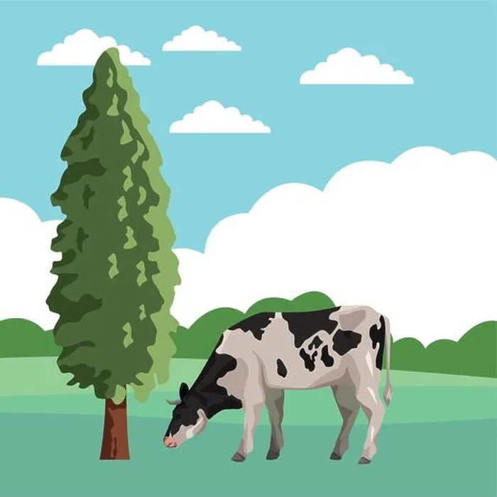 Stampa con cornice : Vaca con albero Stampa con cornice : Vaca con albero