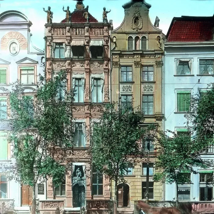 Stampa con cornice : Danzig. Una ulteriore decorazione del quartiere di Langemarck è il palazzo