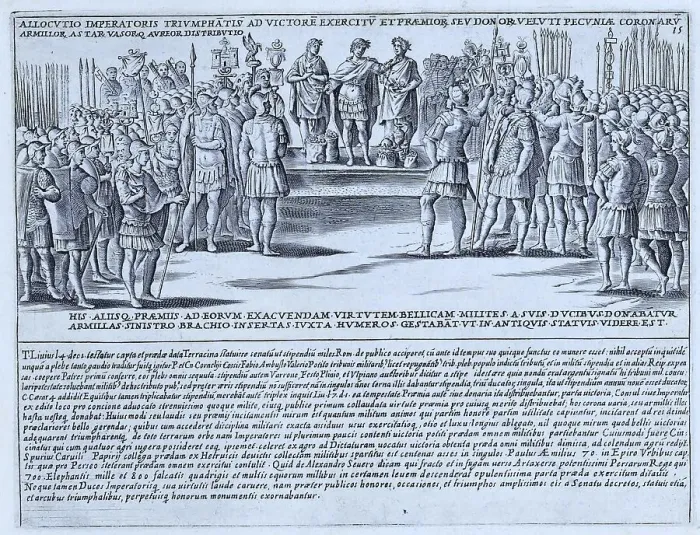 Stampa con cornice : Allocuzione dell'Imperatore Trionfante. Stampa con cornice : Allocuzione dell'Imperatore Trionfante.