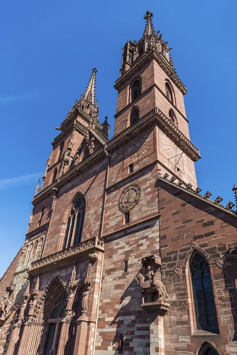 Stampa con cornice : Il Minster di Basilea, Basilea. Stampa con cornice : Il Minster di Basilea, Basilea.